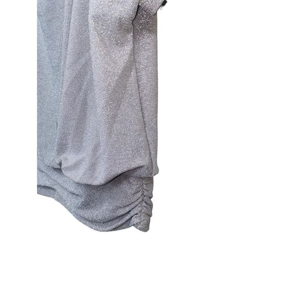 New Express Metallic Silver Short Sleeve Top L - Picture 6 of 9